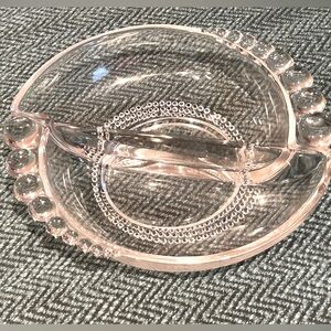 Vintage Duncan Miller TEARDROP Bubble Glass Divided BOWL Relish‎ Trinket Dish